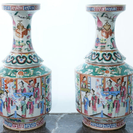 Antique Chinese Famille Rose Vases pair