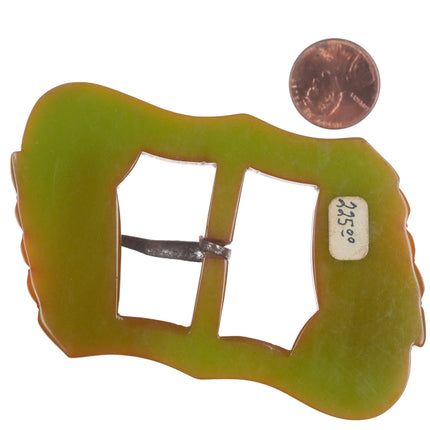 c1940's Deep carved Green bakelite belt buckle