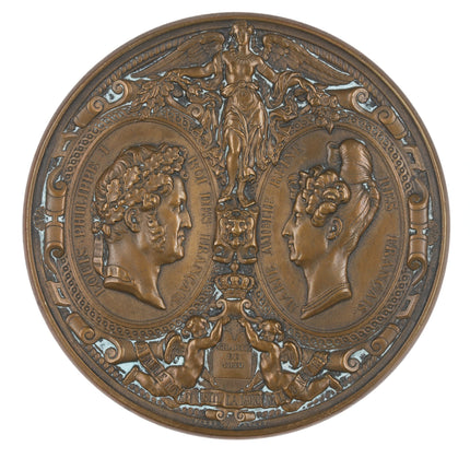 Antique Louis Philippe I Marie Amelie Reine Bronze Medallion