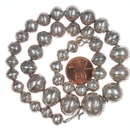 Collar de perlas Navajo vintage de 17" 9 mm-17 mm