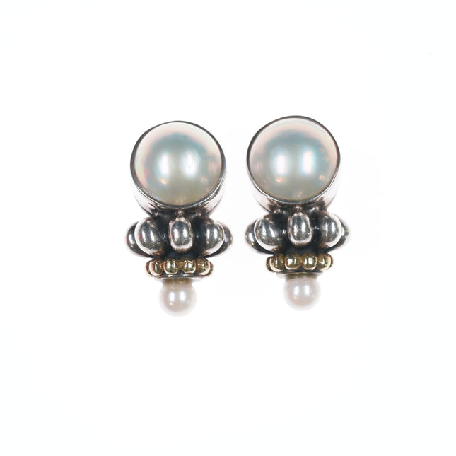 Lagos Caviar 18k/Sterling Mabe Pearl clip-on earrings