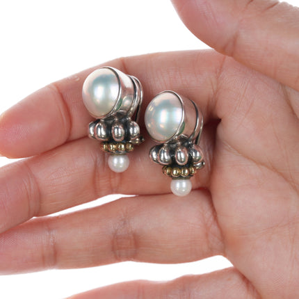 Lagos Caviar 18k/Sterling Mabe Pearl clip-on earrings
