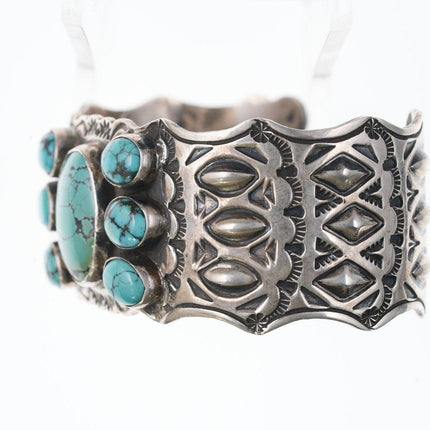 7" Navajo Sterling Harold Joe Turquoise cuff bracelet