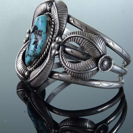 Old Pawn Vintage Turquoise and sterling cuff bracelet