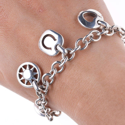 Tiffany Sterling Stencil Heart, Horseshoe, Sun, Star, and Moon charm bracelet