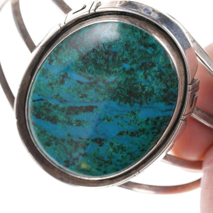 James Shay Navajo Sterling Chrysocolla cuff bracelet