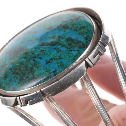 James Shay Navajo Sterling Chrysocolla cuff bracelet