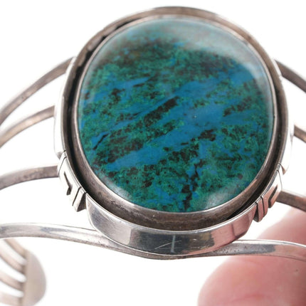 James Shay Navajo Sterling Chrysocolla cuff bracelet