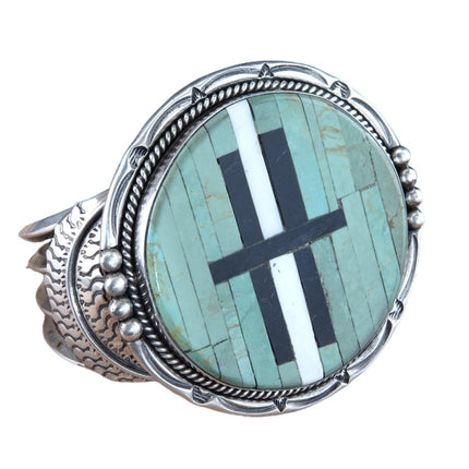 7" Navajo Sterling Silver Jeanette Dale Inlaid Turquoise Bracelet