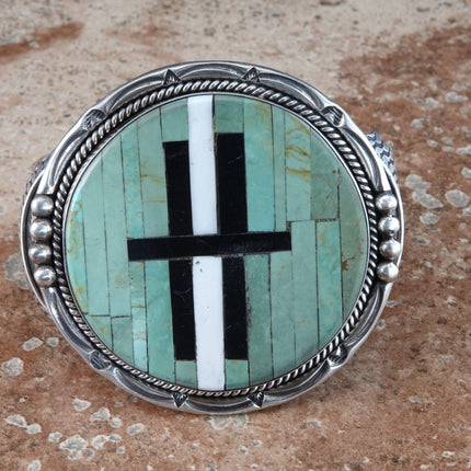 7" Navajo Sterling Silver Jeanette Dale Inlaid Turquoise Bracelet