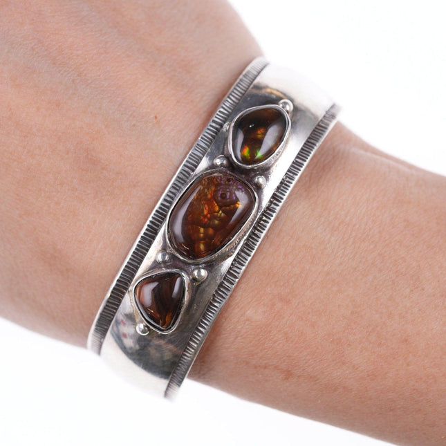 6 3/8" Highest Quality Native American Sterling and Fire agate bracelet