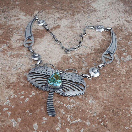 Paul Livingston Navajo Sterling Silver and Turquoise Mountain Turquoise Contempo