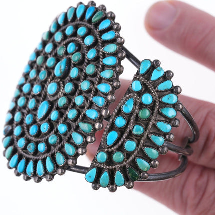 7" 30's-40's Zuni petit point turquoise silver bracelet