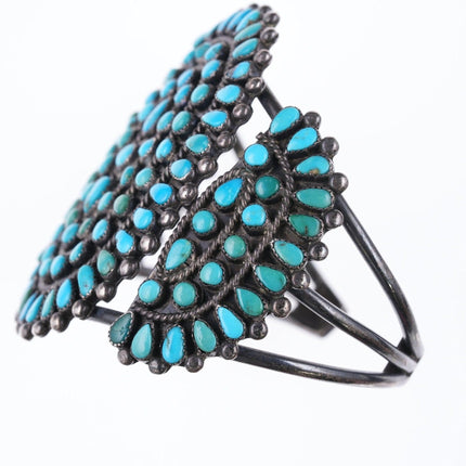 7" 30's-40's Zuni petit point turquoise silver bracelet