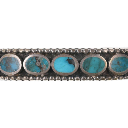 Sturdy Vintage Native American Turquoise Sterling cuff bracelet