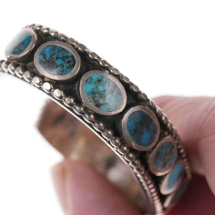 Sturdy Vintage Native American Turquoise Sterling cuff bracelet