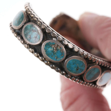 Sturdy Vintage Native American Turquoise Sterling cuff bracelet