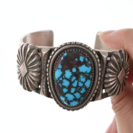 6.5" Navajo Calvin Martinez High grade spiderweb turquoise bracelet