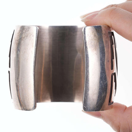 Large Hopi Overlay style Sterling silver cuff bracelet