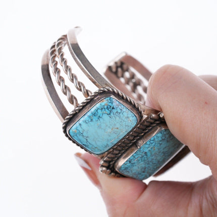 6.75" Vintage Navajo silver and spiderweb turquoise bracelet