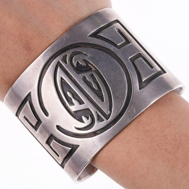 7" großes Vintage-Silber-Overlay-Armband