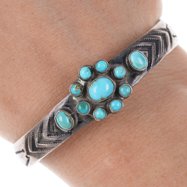 20's-30's Navajo Turquoise ingot silver cuff bracelet