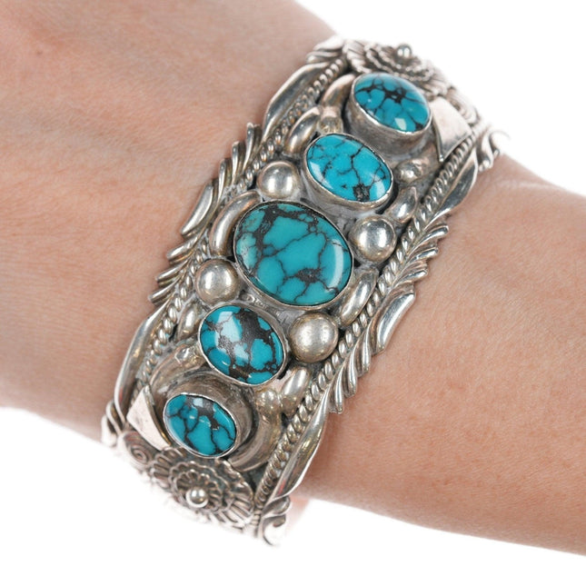 Bracciale Ben Begaye Navajo in argento sterling e turchese da 7 pollici