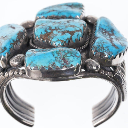 273.4 Gram Huge Vintage Native American Sterling/ Morenci turquoise cuff bracele