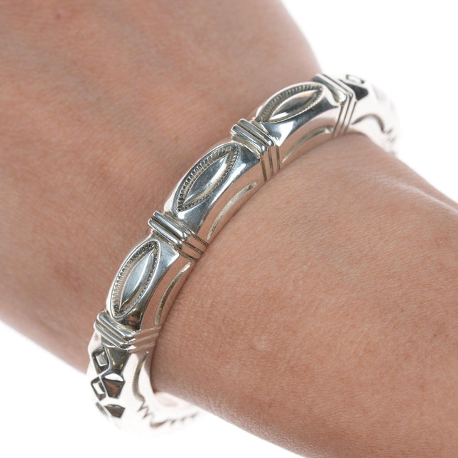 6.25" Jennifer Curtis Navajo Heavy Stamped silver bracelet