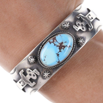 Navajo Golden Hills turquoise sterling cuff bracelet