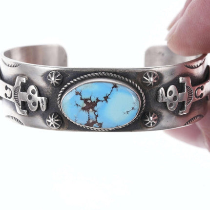Navajo Golden Hills turquoise sterling cuff bracelet