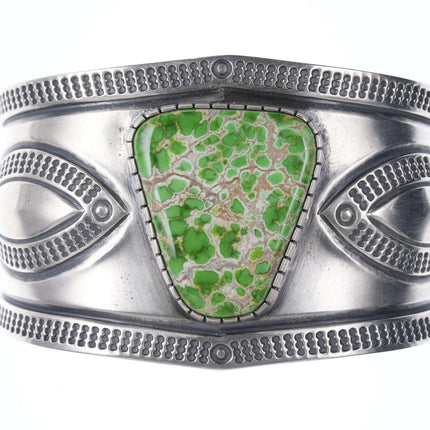 Hochwertiges Carico Lake Türkis-Armband aus schwerem, geprägtem Repousse-Sterling von Navajo Kyle Lee-Anderson