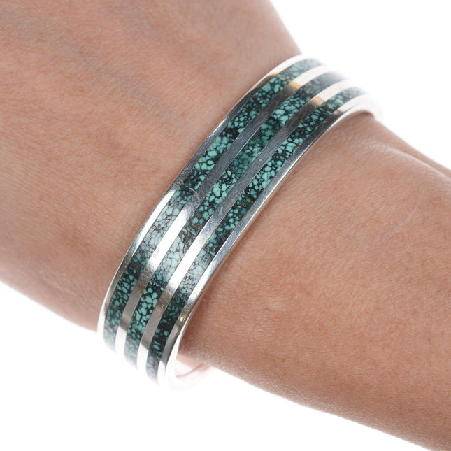 6 3/8" Robin Banteah Zuni Sterling high grade turquoise inlay bracelet
