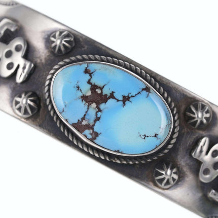 Navajo Golden Hills turquoise sterling cuff bracelet