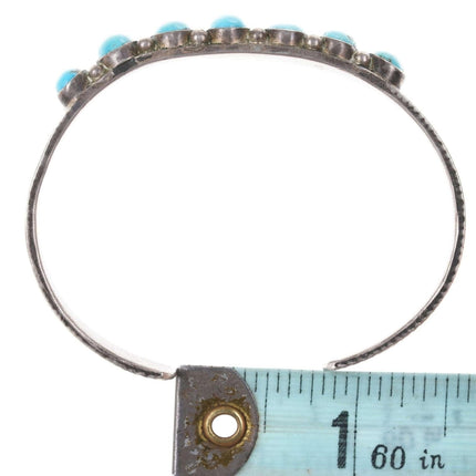 1930's Native American Sterling/turquoise heavy stamped cuff bracelet y