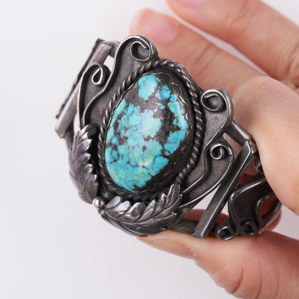 6.4" Vintage Navajo sterling and turquoise bracelet