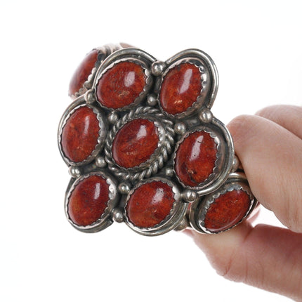 6.75" Navajo Sponge Coral cluster sterling bracelet