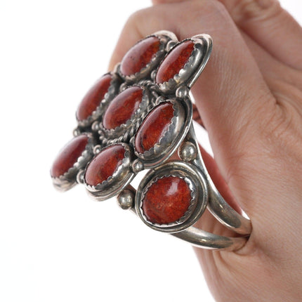 6.75" Navajo Sponge Coral cluster sterling bracelet