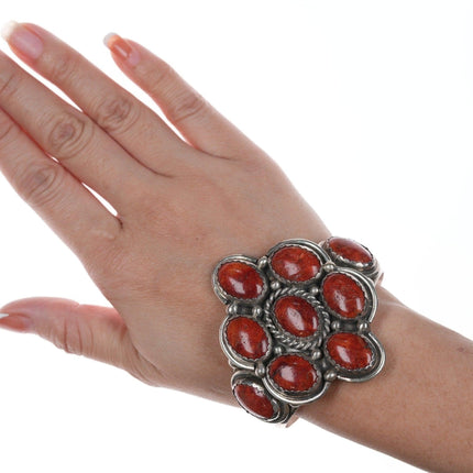 6.75" Navajo Sponge Coral cluster sterling bracelet