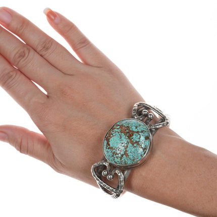 7" c1930's Navajo #8 Turquoise silver bracelet