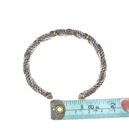 Bracciale intrecciato flessibile in argento sterling 18 carati retrò da 6,25 pollici