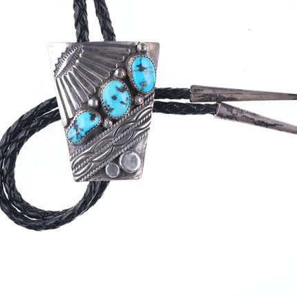 Vintage Navajo Sterling turquoise bolo tie