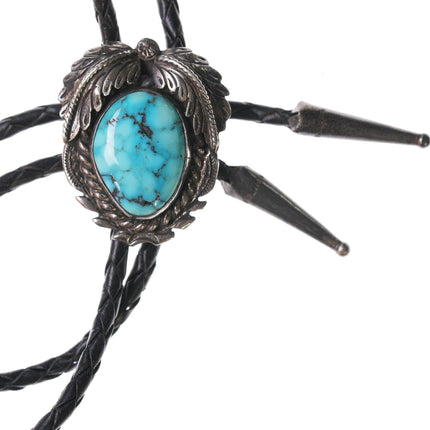 1970'S C Manning Navajo Sterling and turquoise bolo tie