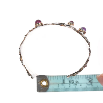 6.25" William & Shellie New York Modernist sterling/22k Amethyst and Garnet cuff bracelet