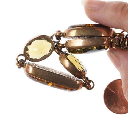 Stephen Dweck 纯银多宝石扣环手链，仿古金/青铜饰面