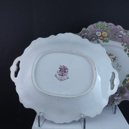 c1840 William Ridgway Tab Handled Cake Plates Pair