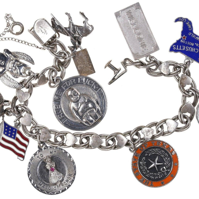 1960's Danecraft, Lang, Wells sterling charm bracelet