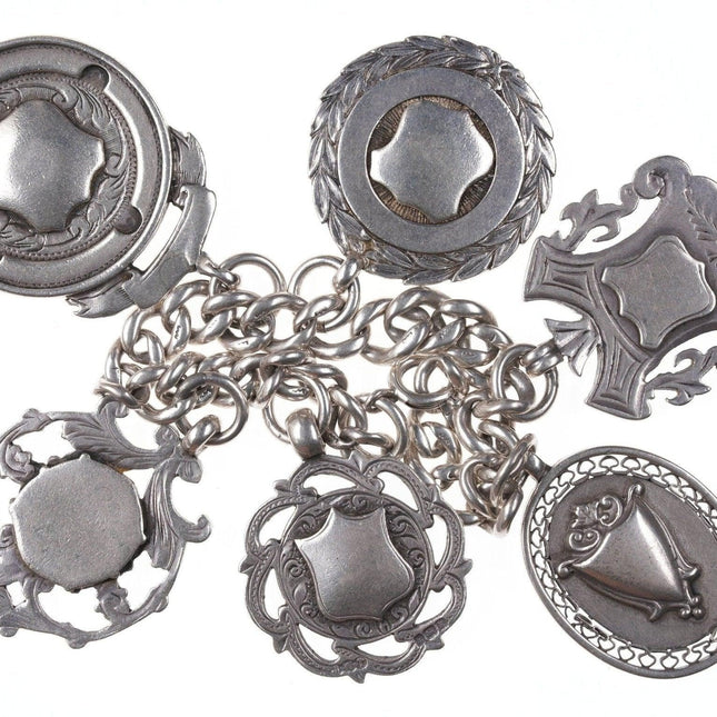 1920's Sterling Rugby medals charm bracelet