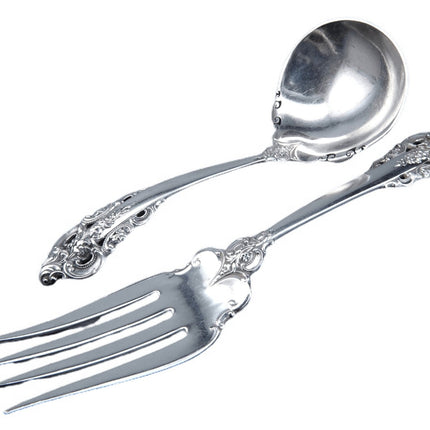 Wallace grand baroque sterling gravy ladle and cold meat fork