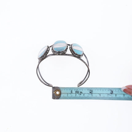 7" Vintage Zuni sterling Turquoise and shell bracelet